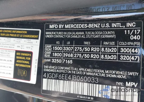 2018 Mercedes-Benz Gls 450 4Matic from USA, damaged, VIN 4JGDF6EE4JB060033